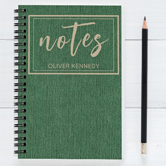 Stylish Rich Forest Green and Khaki Classic Spiral ノートブック