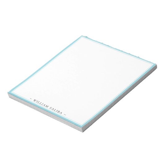 Stylish Robin Egg Blue Border Name Notepad Gift ノートパッド (回転)