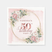 Stylish Rose Gold Dusty Pink 50th Birthday Party  スタンダードカクテルナプキン (正面)