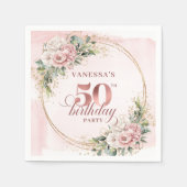 Stylish Rose Gold Dusty Pink 50th Birthday Party  スタンダードカクテルナプキン (正面)
