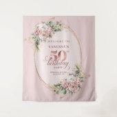 Stylish Rose Gold Dusty Pink 50th Birthday Party  タペストリー (正面)