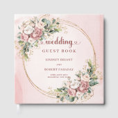 Stylish Rose Gold Floral Greenery Guest Book Sign  ゲストブック (正面)