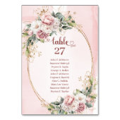 Stylish Rose Gold Flowers Eucalyptus Table Numbers テーブルナンバー (裏面)
