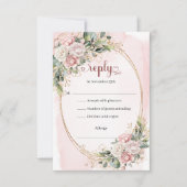 Stylish Rose Gold Pastel Pink Wedding RSVP Card (正面)