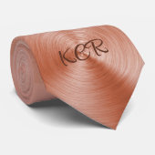 Stylish Rose Metallic Monogrammed Initials Modern ネクタイ (ロール)