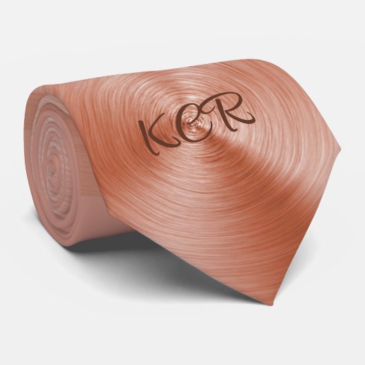 Stylish Rose Metallic Monogrammed Initials Modern ネクタイ (ロール)