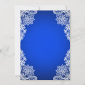 Stylish Royal Blue Floral Lace Wedding Invitation シーズンカード (裏面)