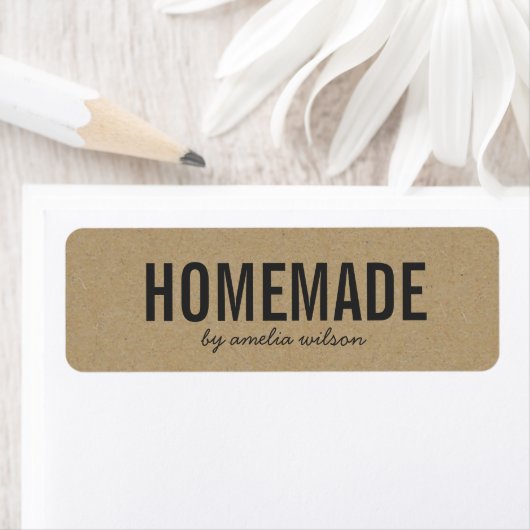 Stylish Rustic Bold Homemade Faux Kraft ラベル (インサイチュ)