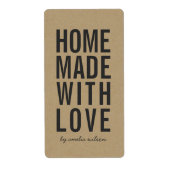 Stylish Rustic Bold Homemade with Love Faux Kraft ラベル (正面)