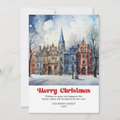 Stylish rustic Christmas scene festive red green  シーズンカード (正面)