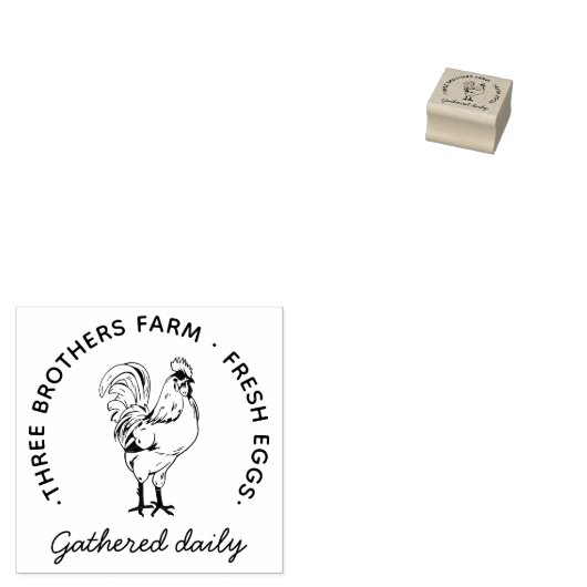 Stylish Rustic Custom Farm Name | Information Egg  ラバースタンプ (押印)