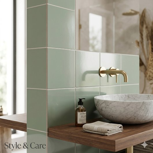 Stylish Sage Green Ceramic Tile for Modern Interio タイル