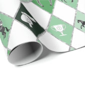 Stylish Sage Green Equestrian Diamond Pattern ラッピングペーパー (ロールコーナー)
