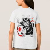 Stylish Samurai Cat Japan Soccer For Football fans トライブレンドＴシャツ (裏面)