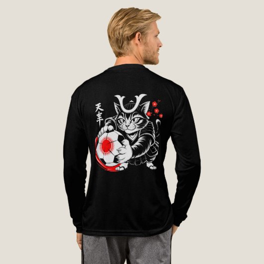 Stylish Samurai Cat Japan Soccer For Football fans トライブレンドＴシャツ (背面全体)