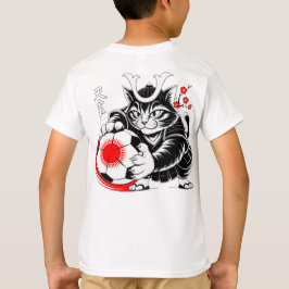 Stylish Samurai Cat Japan Soccer For Football fans Tシャツ