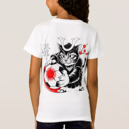 Stylish Samurai Cat Japan Soccer For Football fans Tシャツ