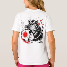 Stylish Samurai Cat Japan Soccer For Football fans Tシャツ