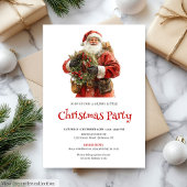 Stylish Santa Claus Pine Wreath Holiday Dinner 招待状