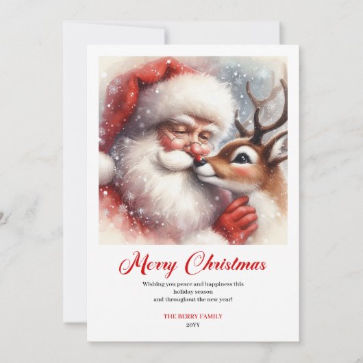 Stylish Santa Claus Rudolph Cartoon Christmas Card シーズンカード (正面)