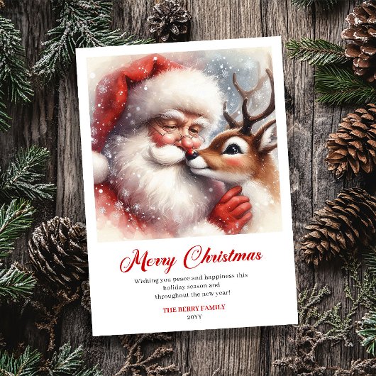 Stylish Santa Claus Rudolph Cartoon Christmas Card シーズンカード