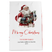 Stylish Santa Claus Rustic Vintage Christmas Chic ミディアムペーパーバッグ (正面)