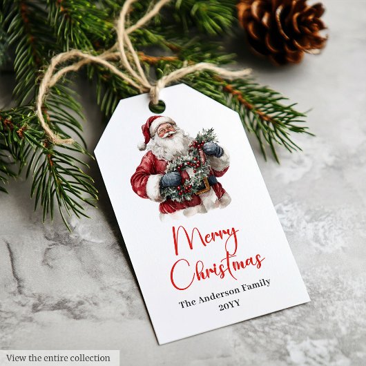 Stylish Santa Claus Rustic Vintage Christmas Tag ギフトタグ