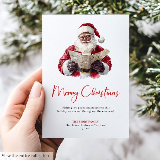Stylish Santa Claus Trendy Simple Watercolor Card シーズンカード