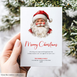 Stylish Santa Claus Watercolor Christmas Greeting  シーズンカード