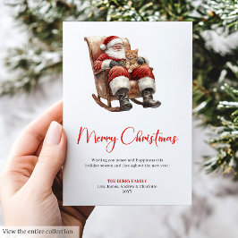 Stylish Santa Claus Watercolor Christmas Greeting  シーズンカード