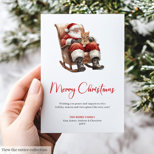 Stylish Santa Claus Watercolor Christmas Greeting  シーズンカード