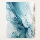 Stylish Script Blue&Gold Marble Custom Name プランナー手帳 (裏面)