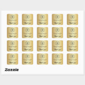 Stylish Script Business Logo Thank You Gold スクエアシール (シート)
