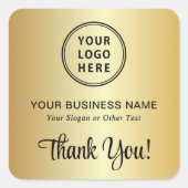 Stylish Script Business Logo Thank You Gold スクエアシール (正面)