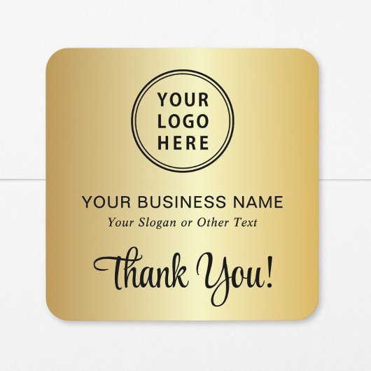 Stylish Script Business Logo Thank You Gold スクエアシール