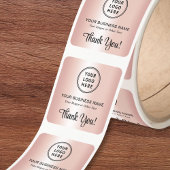 Stylish Script Business Logo Thank You Rose Gold スクエアシール
