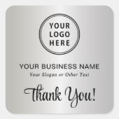 Stylish Script Business Logo Thank You Silver スクエアシール (正面)