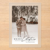 Stylish Script Elegant Photo Merry Christmas Card アクリル招待状 (正面)