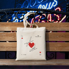 Stylish Script Heart Casino Vegas Wedding Favor トートバッグ
