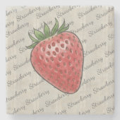 Stylish script letters in modern grey strawberry ストーンコースター (正面)