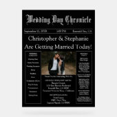 Stylish Script Minimal Newspaper Wedding Program アクリルサイン (正面)