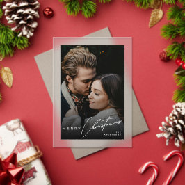Stylish Script Minimalist 1 Photo Christmas Card アクリル招待状