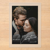 Stylish Script Minimalist 1 Photo Christmas Card アクリル招待状 (正面)
