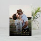 Stylish Script Minimalist 1 Photo Green Christmas 箔シーズンカード (立ち正面)