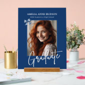 Stylish Script Photo Blue Graduation 2026 アクリルサイン (ウェディング)