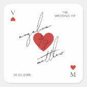 Stylish Script Playing Card Casino Vegas Wedding スクエアシール (正面)