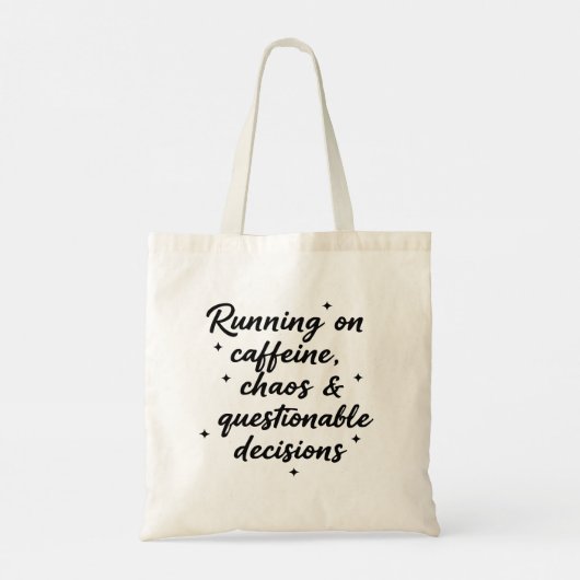 Stylish Script Tote Bag – Running on Caffeine and トートバッグ (裏面)