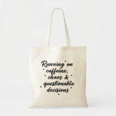 Stylish Script Tote Bag – Running on Caffeine and トートバッグ (正面)