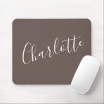 Stylish Script Typography Coffee Brown Custom Name マウスパッド<br><div class="desc">Minimalist Script Typography Name in Coffee Brown Mouse Pad</div>