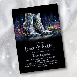 Stylish Sequin Boots and Bubbly Bridal Shower 招待状